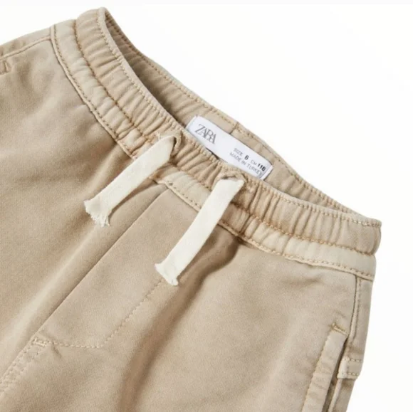 ❌️SOLD❌️ZARA KIDS STRETCH JOGGER PANTS BEIGE SIZE 8 YEARS - Picture 3 of 6